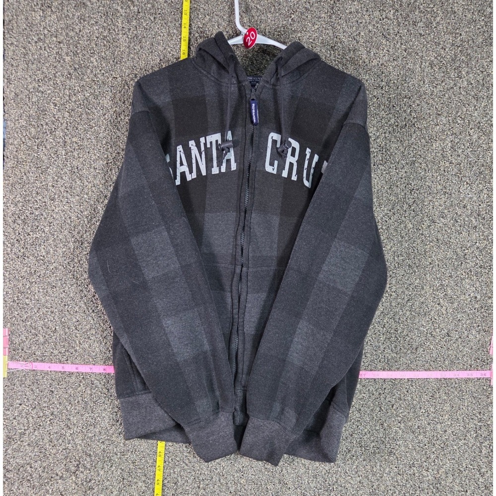 Renegade Hoodie Men M Grey Santa Cruz Plaid Full Zip Skater Sweatshirt